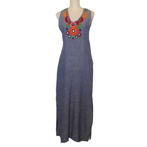 DALHAA THAILAND Maxi Dress Women's Size Medium Sleeveless Polka Dot Embroidered - Picture 12 of 12